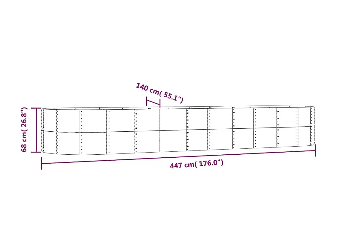 Vassoio per fioriera aiuola rialzata piante fiori terrazza argento giardino giardino acciaio verniciato a polvere Argento 02_0039765