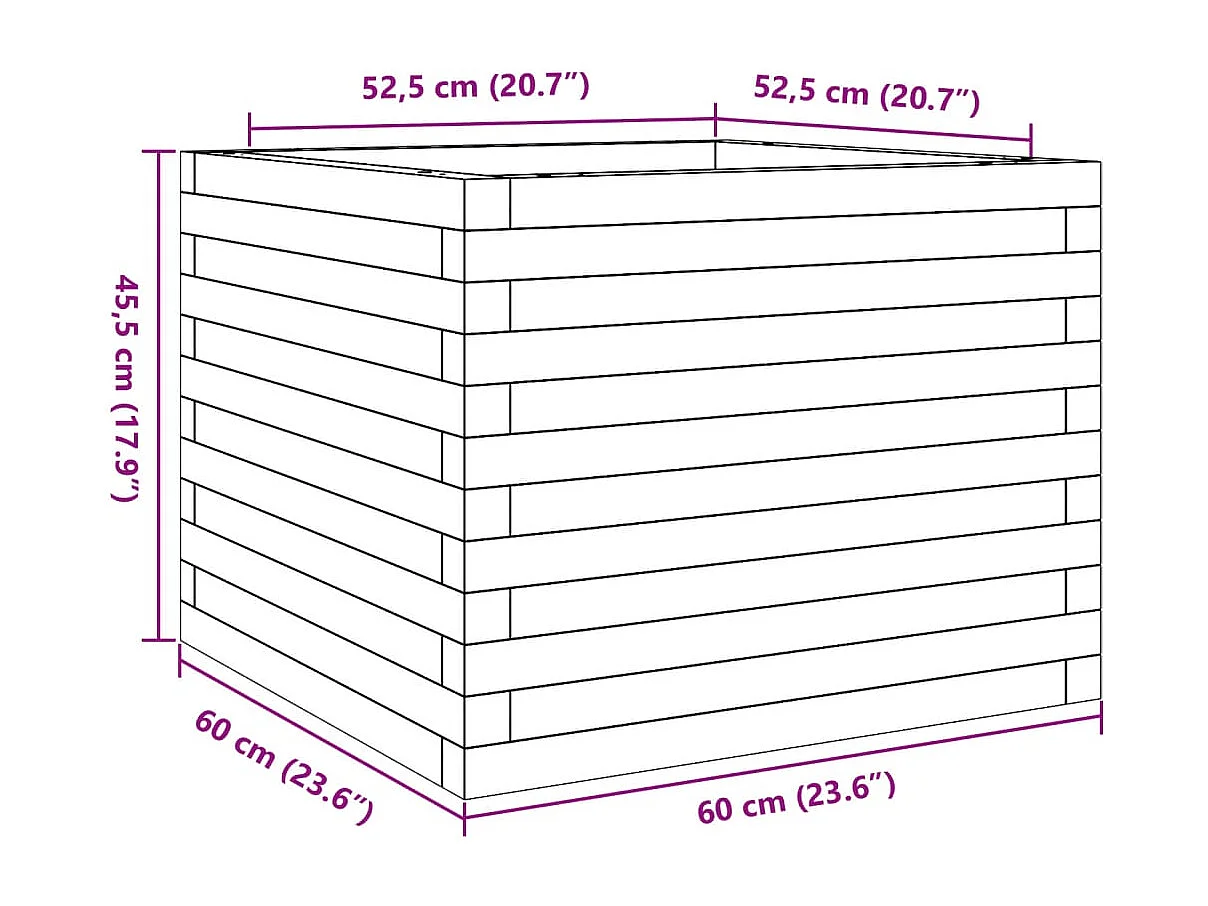 Jardinière bac lit surélevé bois blanche 60 x 60 x 45.5 cm 02_0037709