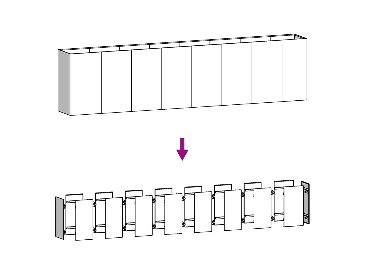 Jardinière bac lit surélevé marron 360 x 40 x 80 cm 02_0039439