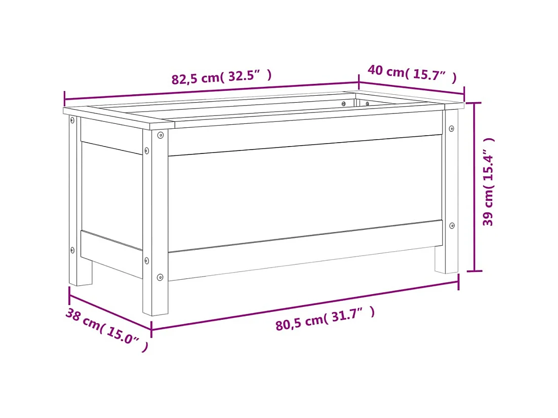 Jardinière bac lit surélevé bois blanche 82.5 x 40 x 39 cm 02_0037932