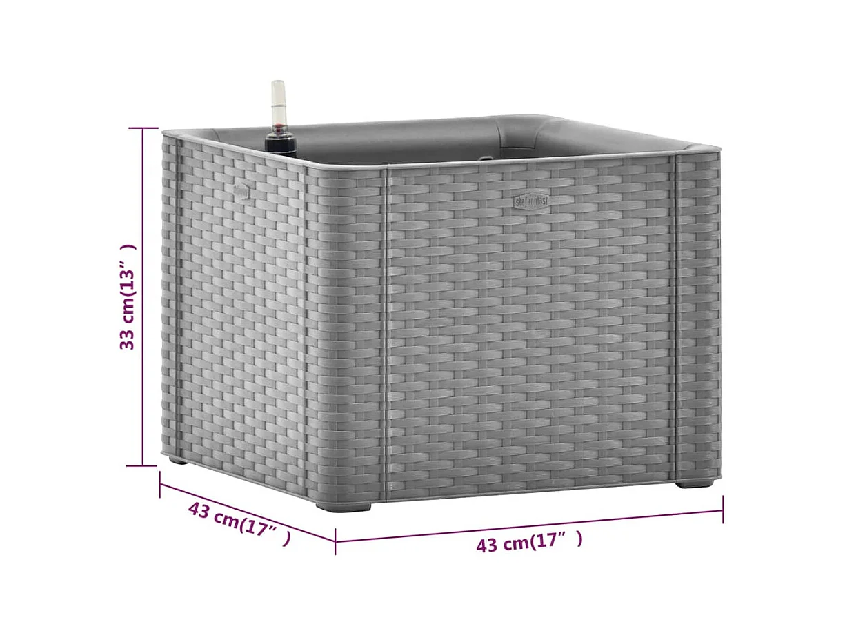 Jardinière bac lit surélevé grise 43 x 43 x 33 cm 02_0039770