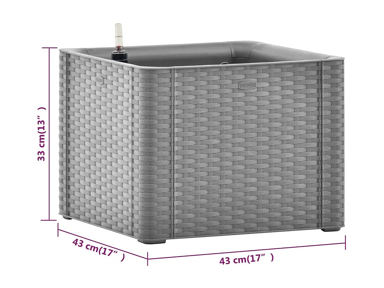 Macetero bancal elevado plantas flores terraza jardín jardín con sistema de riego 43 x 43 x 33 cm gris 02_0039770
