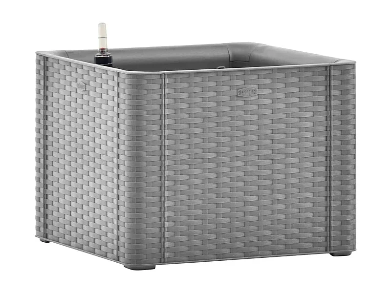 Macetero bancal elevado plantas flores terraza jardín jardín con sistema de riego 43 x 43 x 33 cm gris 02_0039770