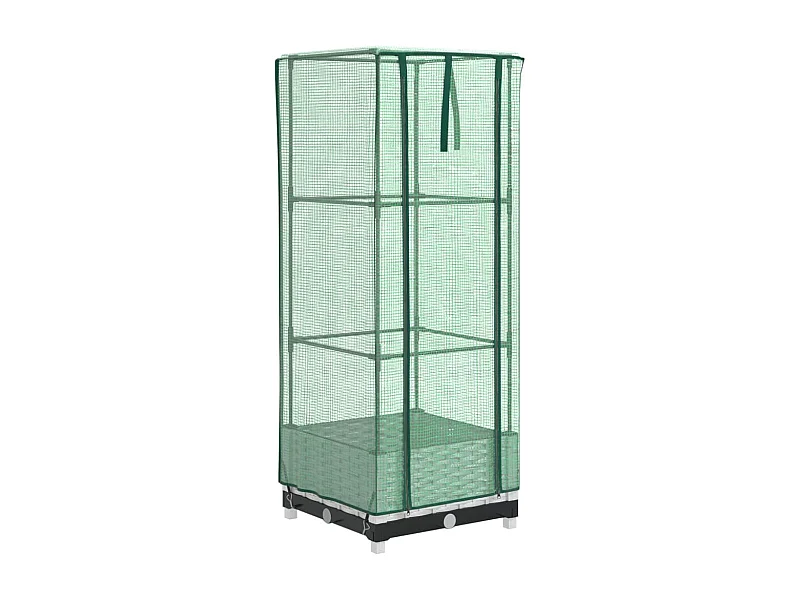 Vaso per fioriera rialzata per piante fiori terrazza da giardino rialzata con rivestimento in simil rattan 40 x 40 x 123 cm bianco 02_0038769