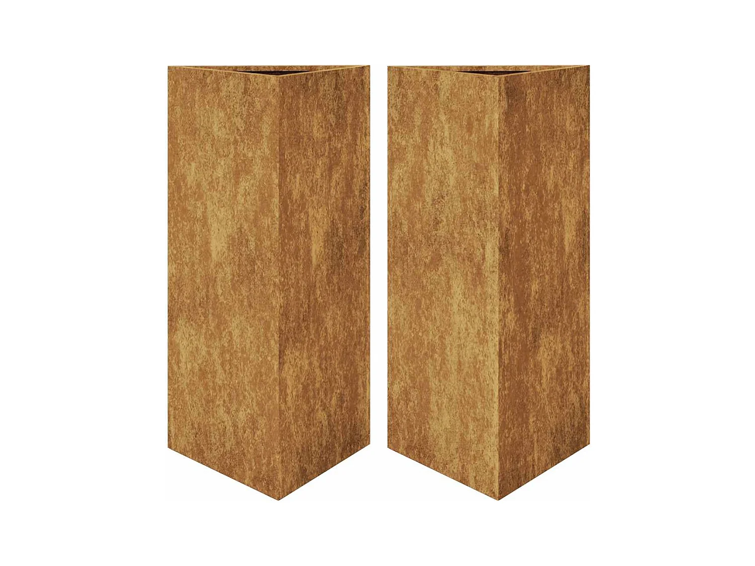 Plantador bandeja elevada plantas flores jardim terraços conjunto de 2 triangulares 40 x 34,5 x 70 cm aço corten marrom 02_0039101