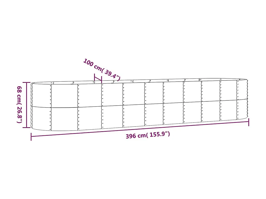 Vassoio per fioriera aiuola rialzata piante fiori terrazza giardino giardino argento acciaio verniciato a polvere Argento 02_0039724