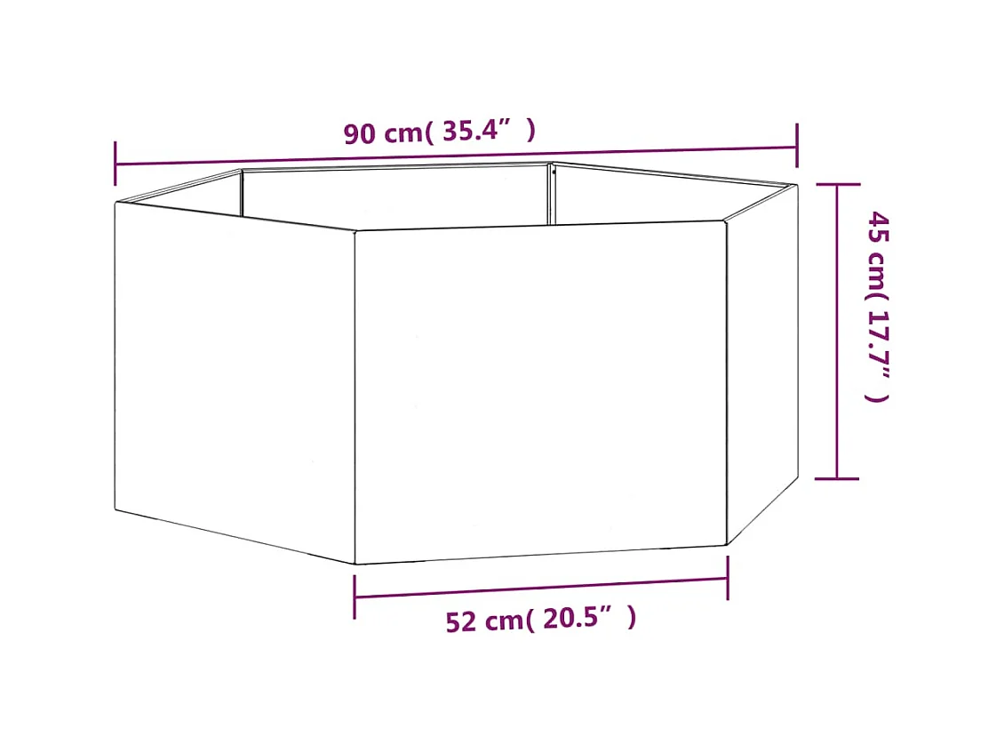 Plantador bandeja elevada plantas flores terraço jardim Enferrujado 90 x 90 x 45 cm aço corten marrom 02_0038723