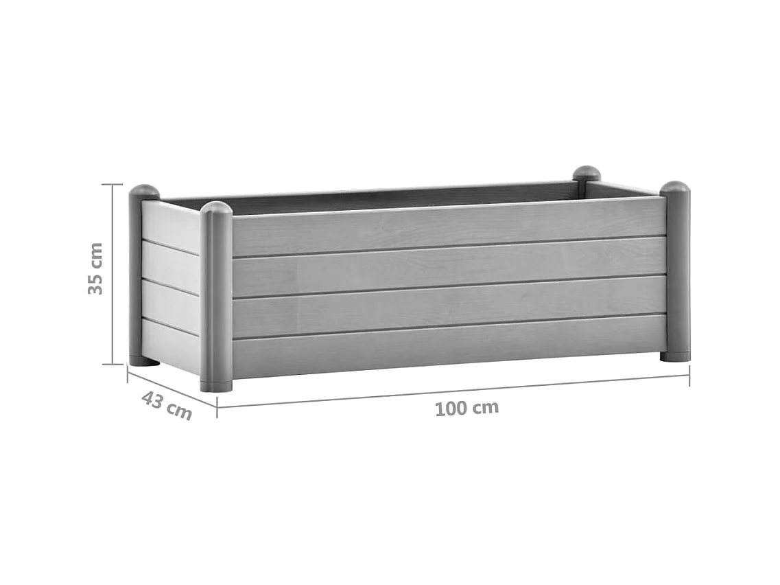 Jardinière bac lit surélevé grise 100 x 43 x 35 cm 02_0039854