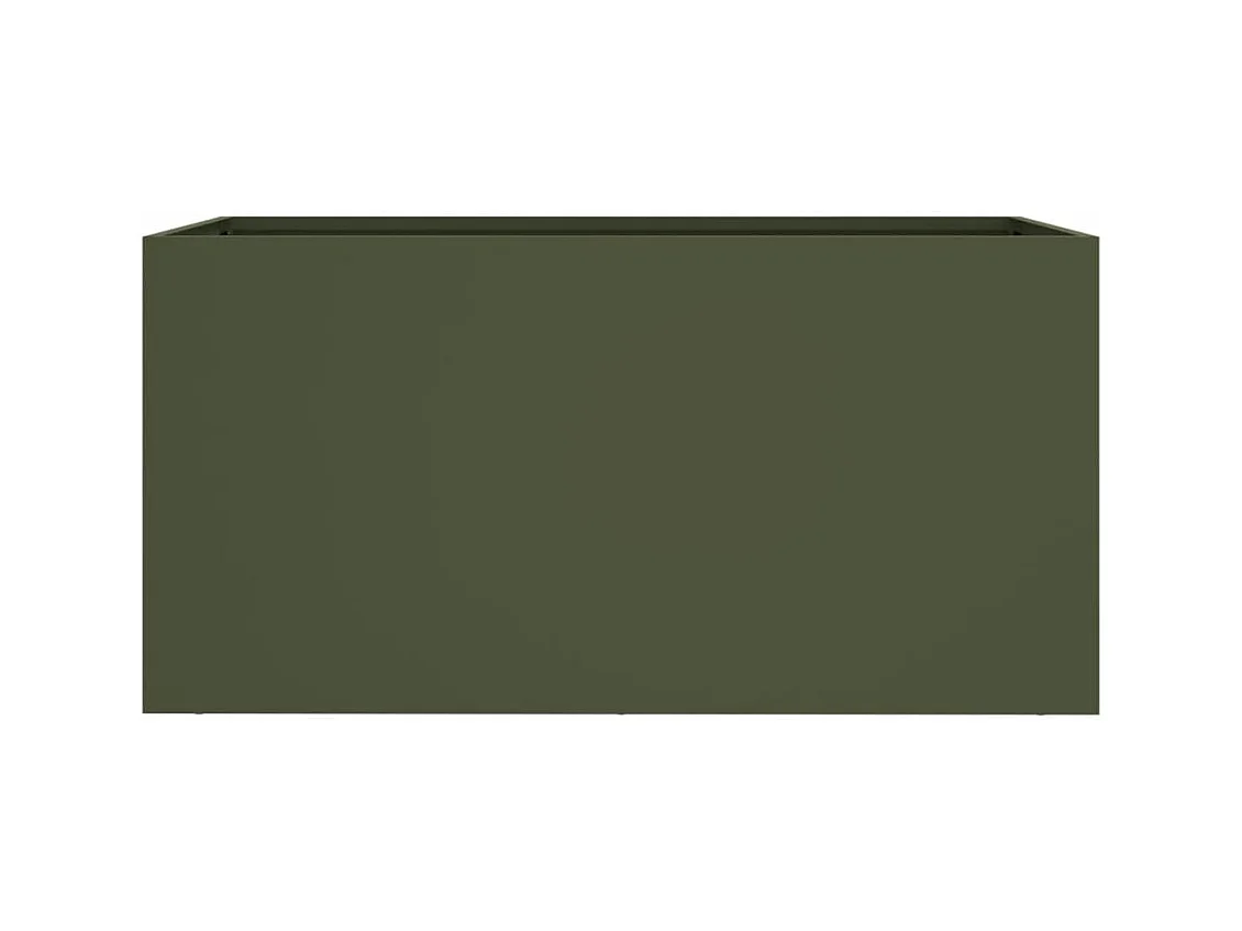 Vassoio per fioriera aiuola rialzata piante fiori terrazzo giardino olivo 62 x 30 x 29 cm verde acciaio 02_0038705