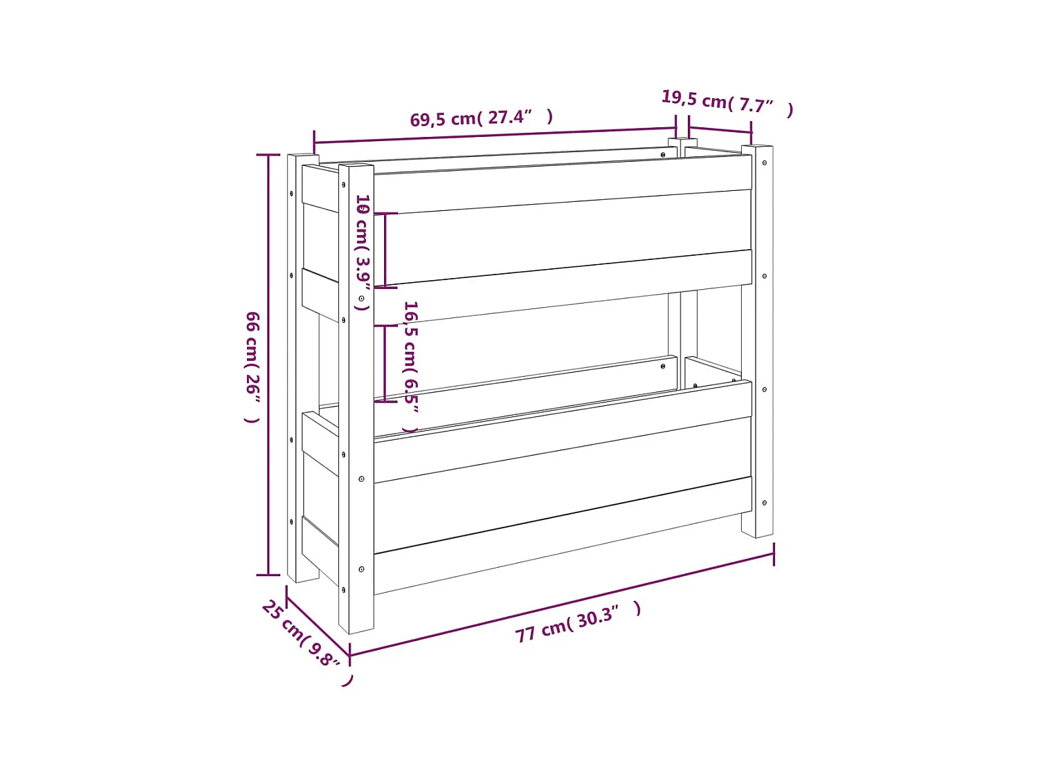 Jardinière bac lit surélevé bois marron 77 x 25 x 66 cm 02_0037851