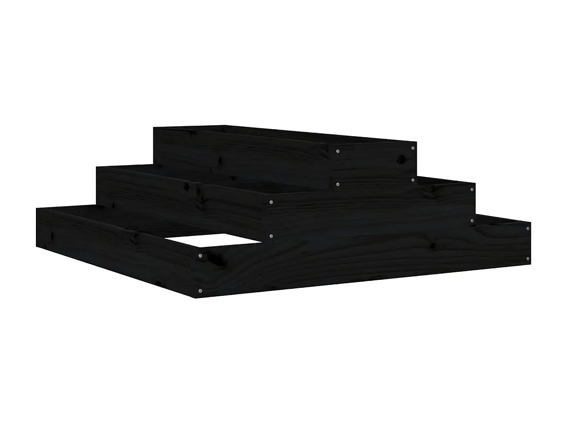 Vassoio per fioriera aiuola rialzata piante fiori terrazza giardino 80 x 80 x 27 cm legno massiccio di pino nero 02_0037905
