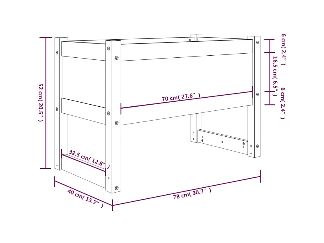 Jardinière bac lit surélevé bois blanche 78 x 40 x 52 cm 02_0037854