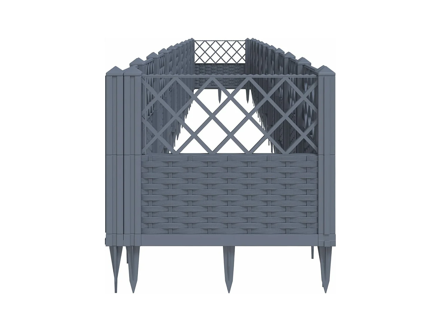 Bandeja para plantador de plantas com canteiro elevado flores terraço jardim com estacas 363,5 x 43,5 x 43,5 cm PP cinza 02_0038194