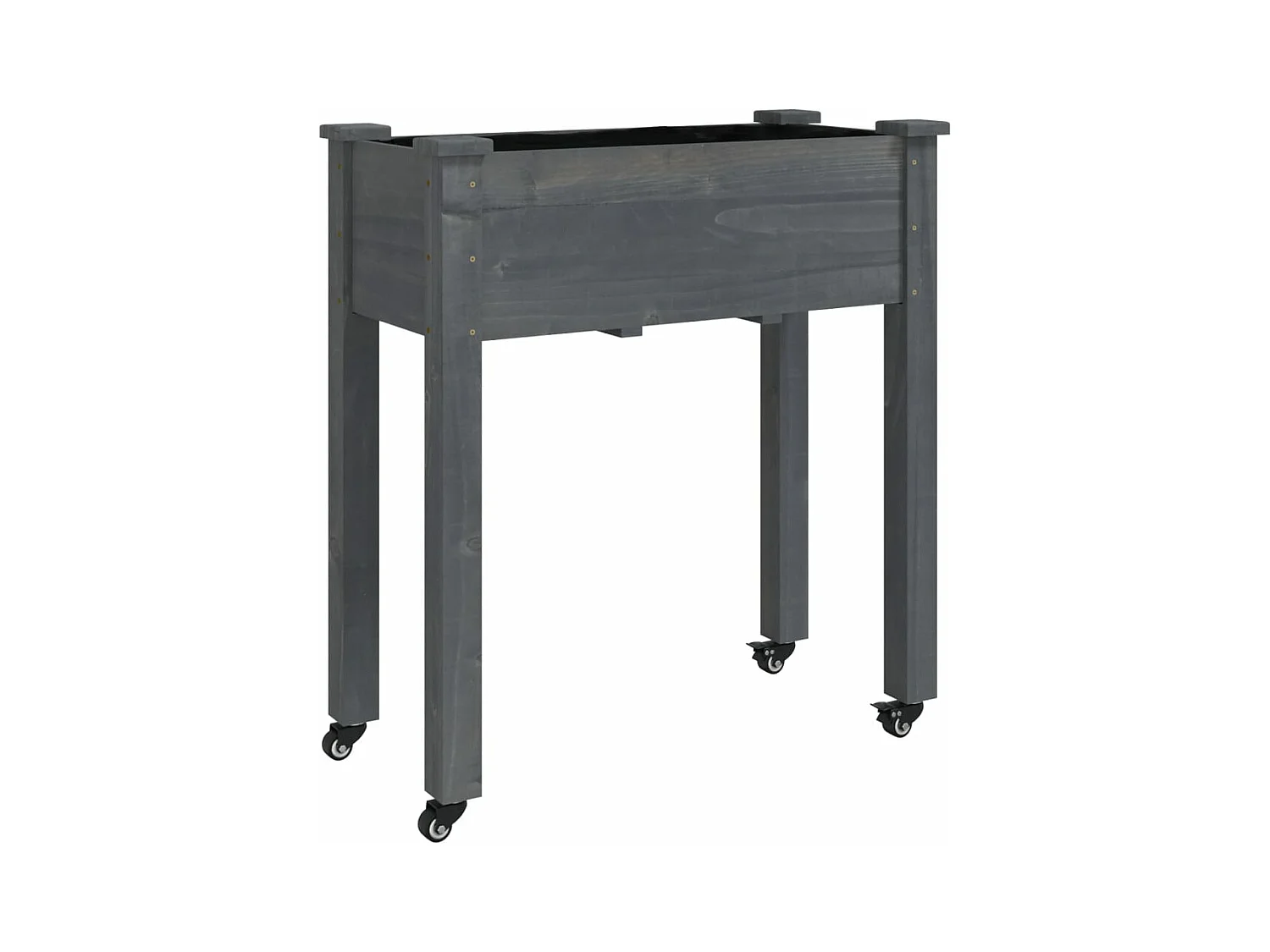 Portafioriera aiuola rialzata piante fiori terrazzo giardino su ruote con rivestimento 71 x 37 x 80 cm legno abete grigio 02_0038728