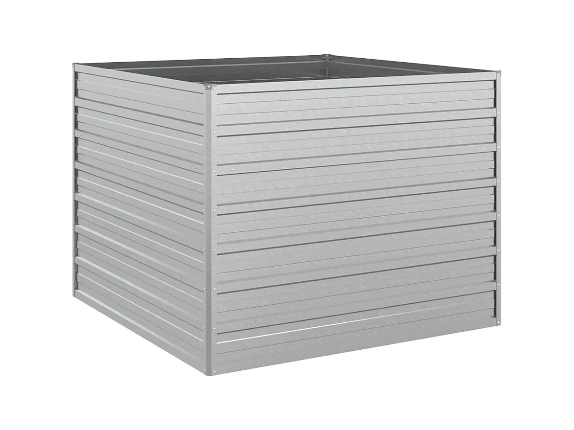 Vassoio per fioriera aiuola rialzata piante fiori terrazza giardino giardino 100 x 100 x 77 cm argento acciaio zincato Argento 02_0039297