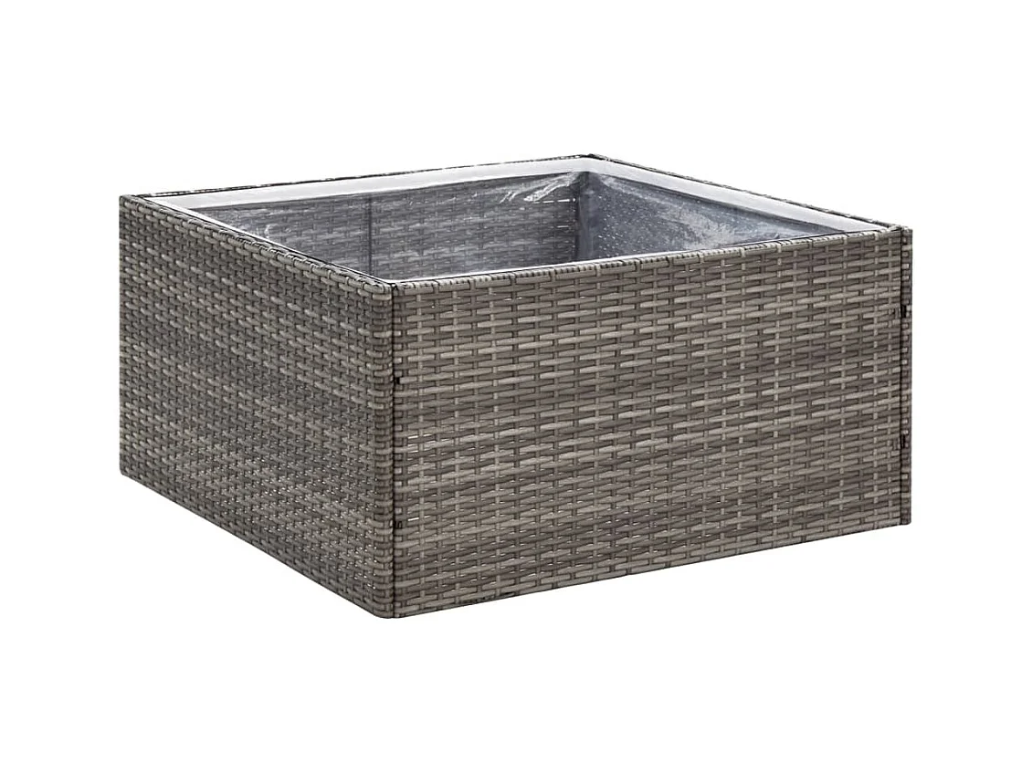Vassoio per fioriera aiuola rialzata piante fiori terrazza giardino 80 x 80 x 40 cm Resina intrecciata grigia 02_0037908