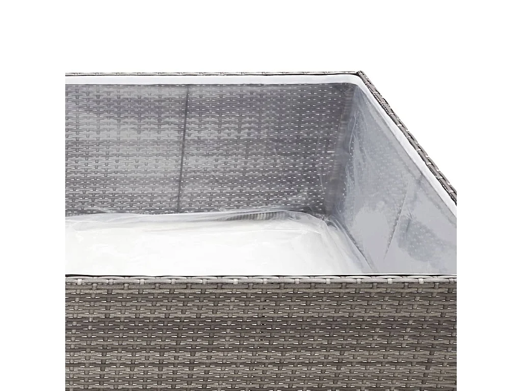 Macetero bancal elevado plantas flores terraza jardín 80 x 80 x 40 cm Gris resina tejida 02_0037908