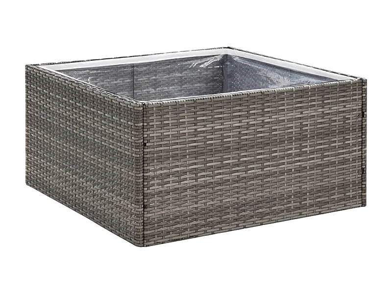 Macetero bancal elevado plantas flores terraza jardín 80 x 80 x 40 cm Gris resina tejida 02_0037908