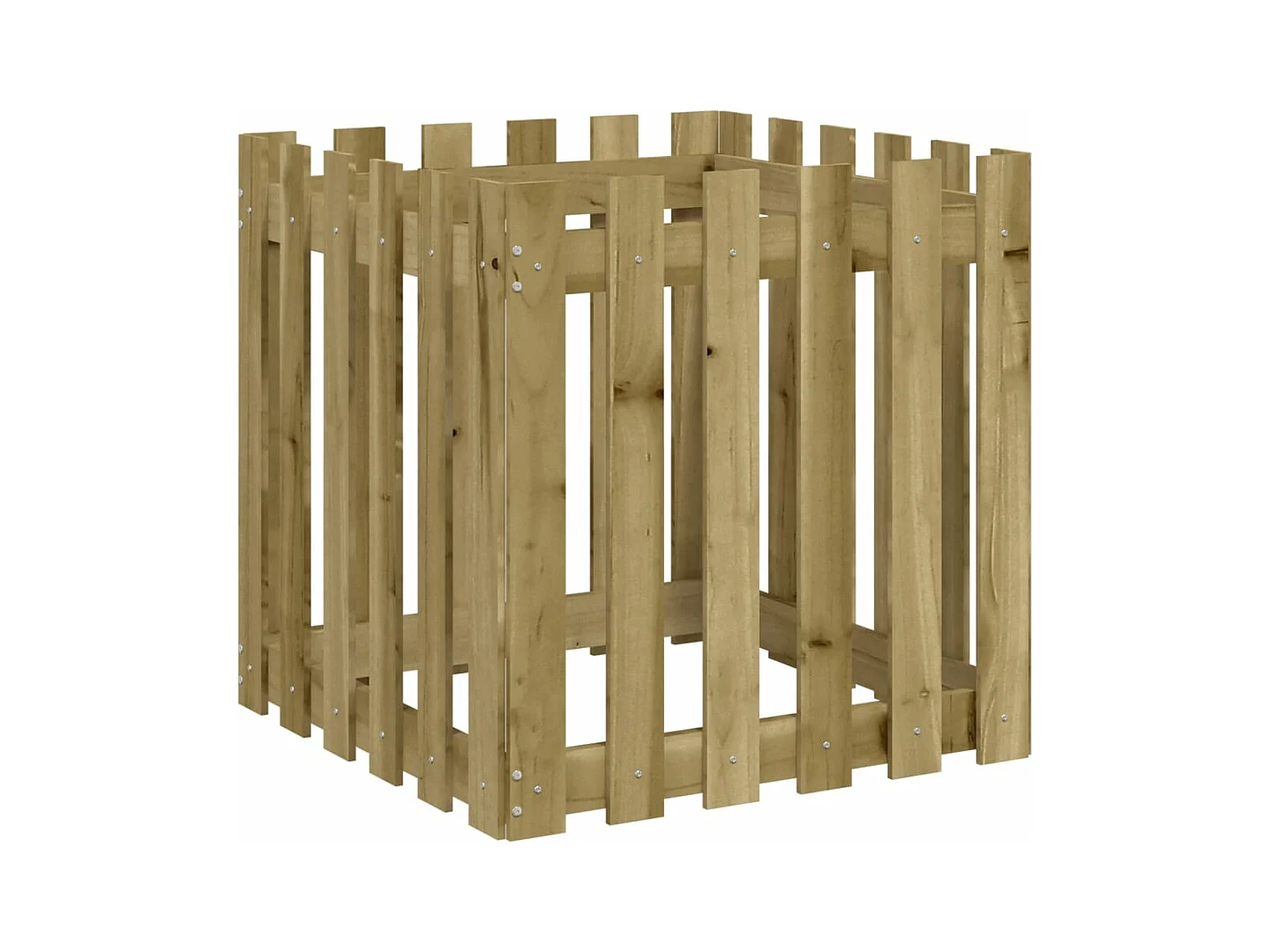 Vassoio per fioriera aiuola rialzata piante fiori terrazza giardino con recinzione design 60 x 60 x 60 cm pino impregnato marrone 02_0038107