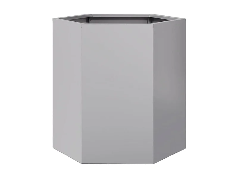 Macetero bancal elevado plantas flores terraza jardín hexagonal 46 x 40 x 45 cm acero galvanizado Plata 02_0038646