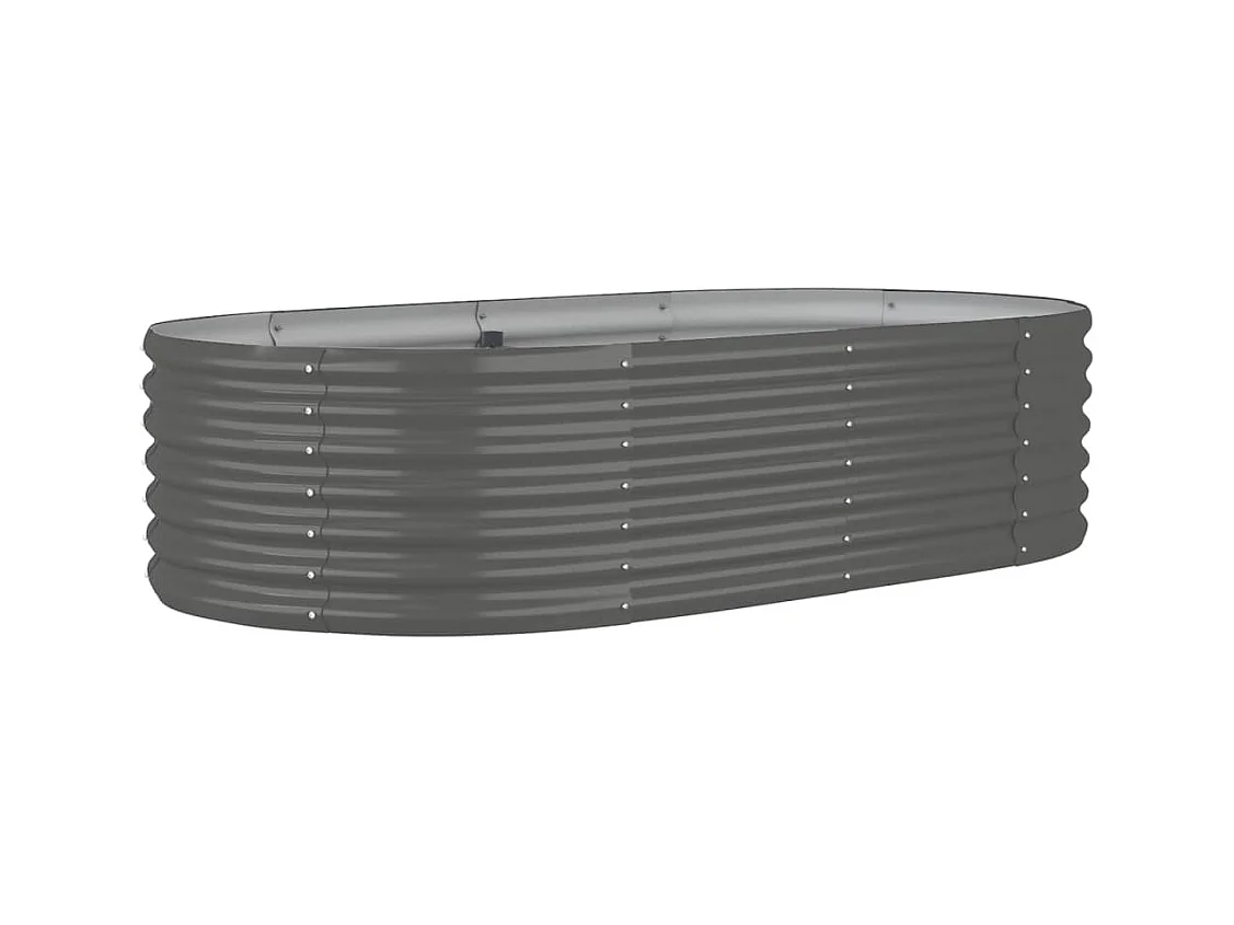 Vassoio per fioriera aiuola rialzata piante fiori terrazza giardino giardino acciaio verniciato a polvere 152 x 80 x 36 cm grigio 02_0039582