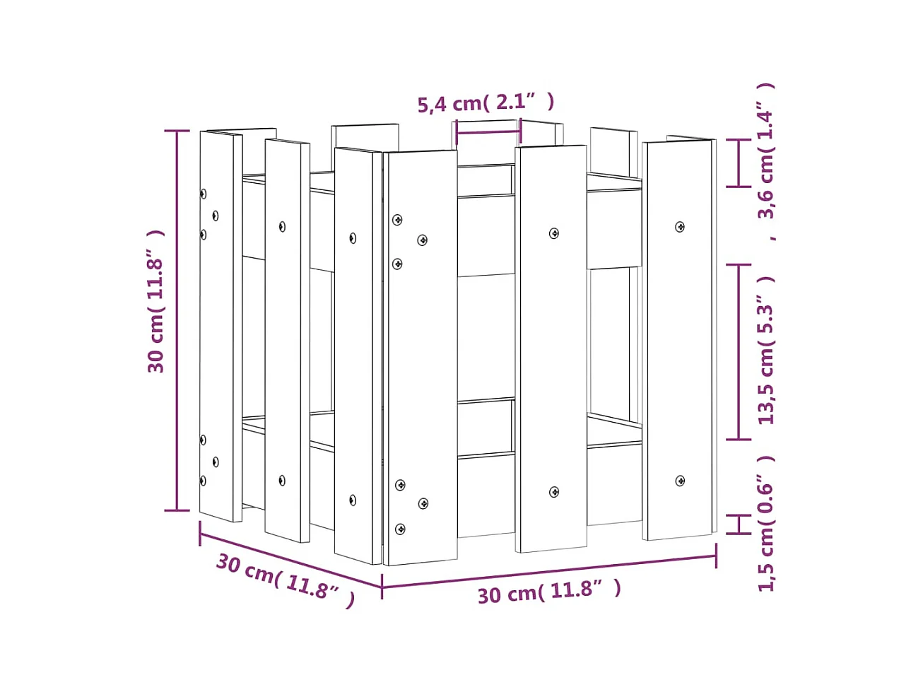Jardinière bac lit surélevé marron 30 x 30 x 30 cm 02_0038088