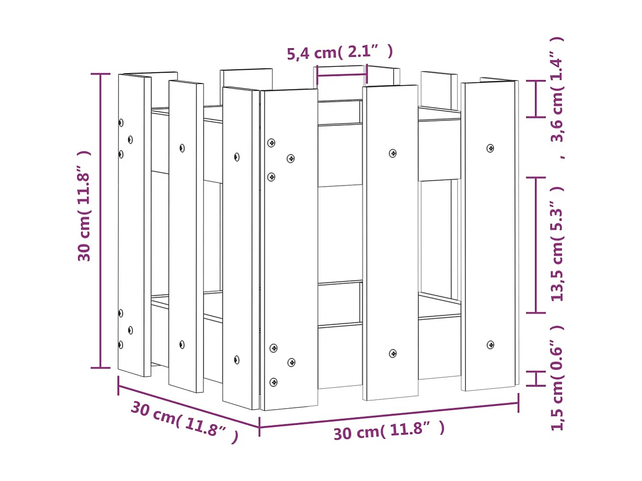 Jardinière bac lit surélevé marron 30 x 30 x 30 cm 02_0038088