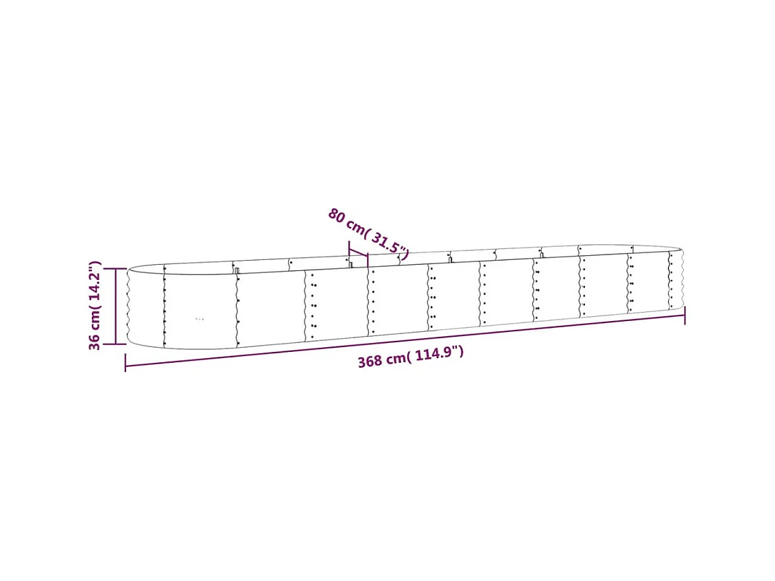 Jardinière bac lit surélevé argenté 368 x 80 x 36 cm 02_0039700