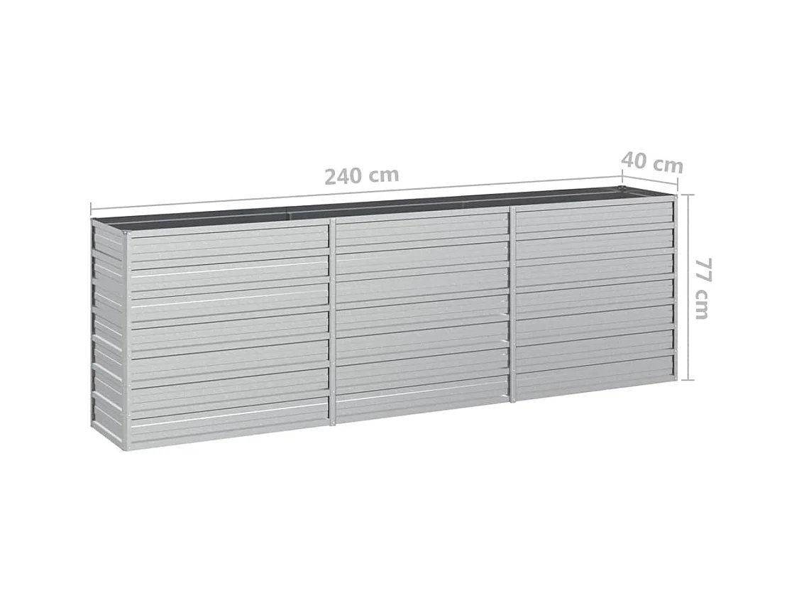 Jardinière bac lit surélevé argenté 240 x 40 x 77 cm 02_0039411
