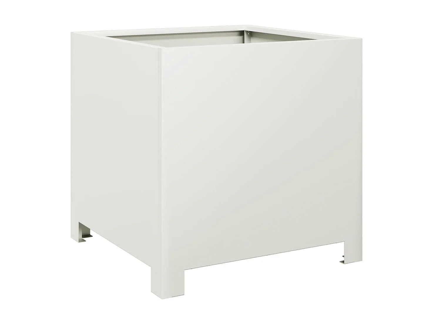 Macetero bancal elevado plantas flores terraza jardín 40 x 40 x 40 cm blanco acero 02_0037539