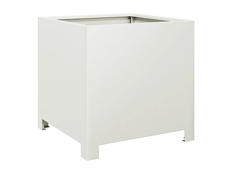 Macetero bancal elevado plantas flores terraza jardín 40 x 40 x 40 cm blanco acero 02_0037539