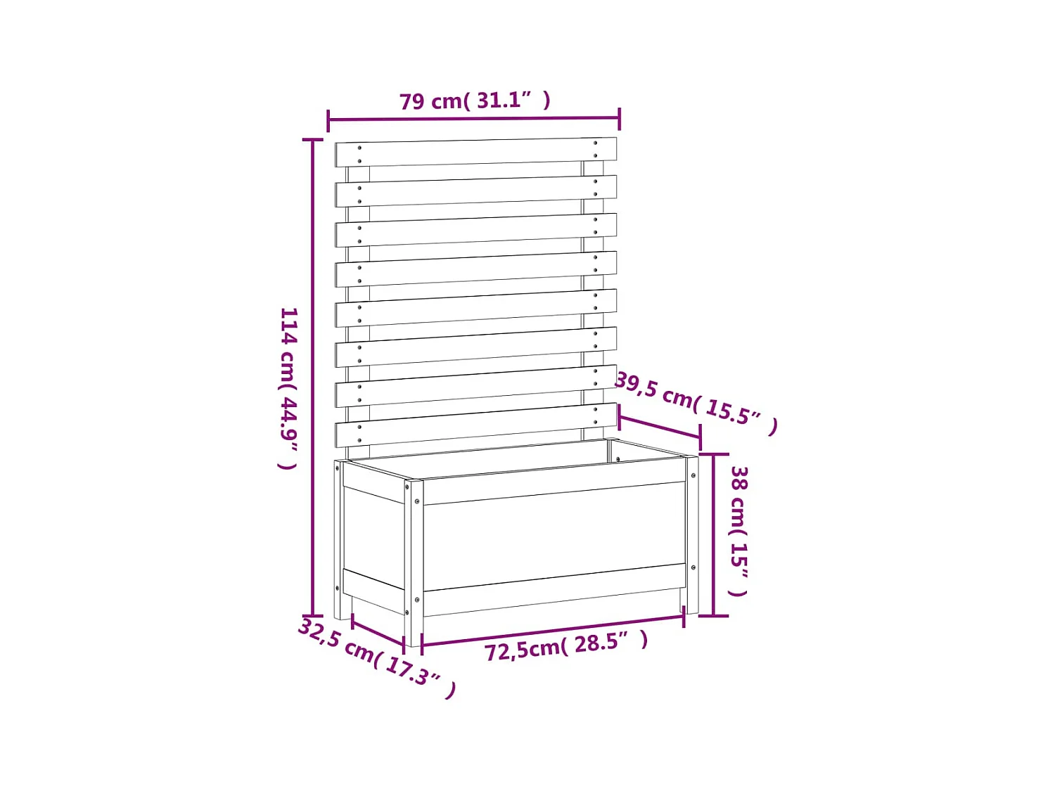 Jardinière bac lit surélevé bois marron 79 x 39.5 x 114 cm 02_0038219
