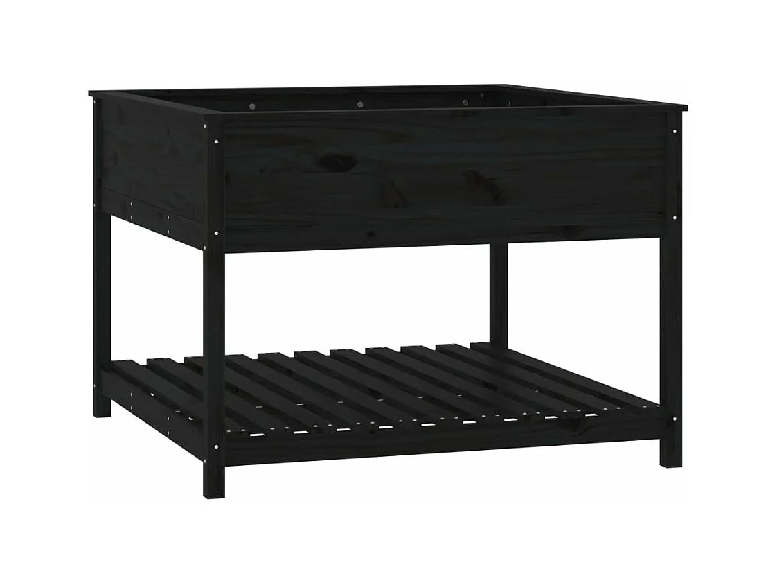 Vassoio per fioriera aiuola rialzata piante fiori terrazza giardino e scaffale 111,5 x 111,5 x 81 cm legno massello di pino nero 02_0038614