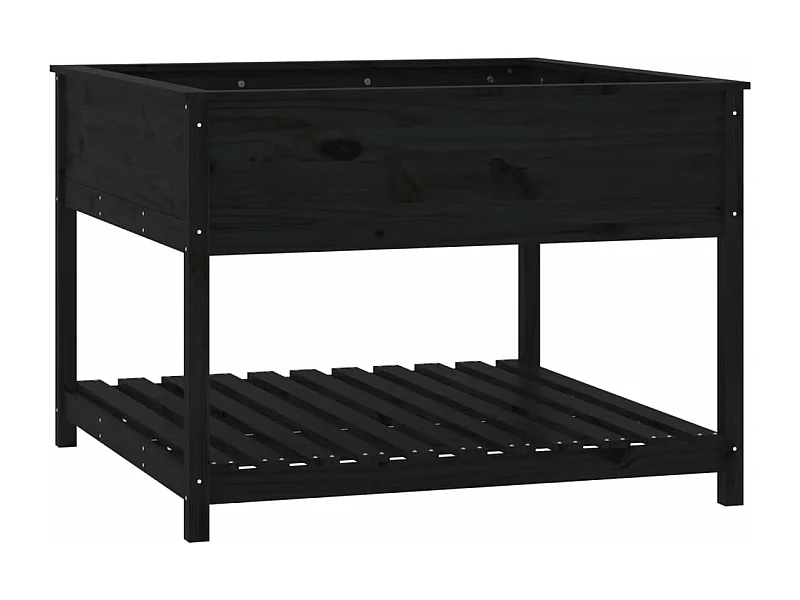 Vassoio per fioriera aiuola rialzata piante fiori terrazza giardino e scaffale 111,5 x 111,5 x 81 cm legno massello di pino nero 02_0038614