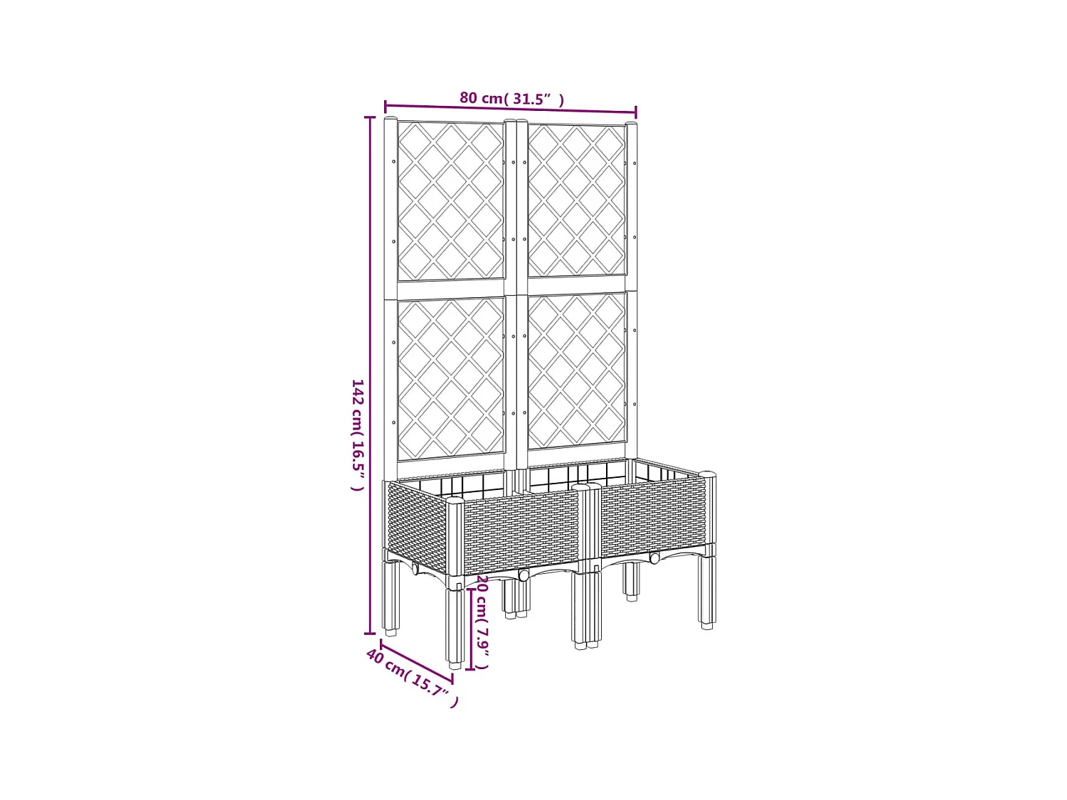Jardinière bac lit surélevé noire 80 x 40 x 142 cm 02_0038312