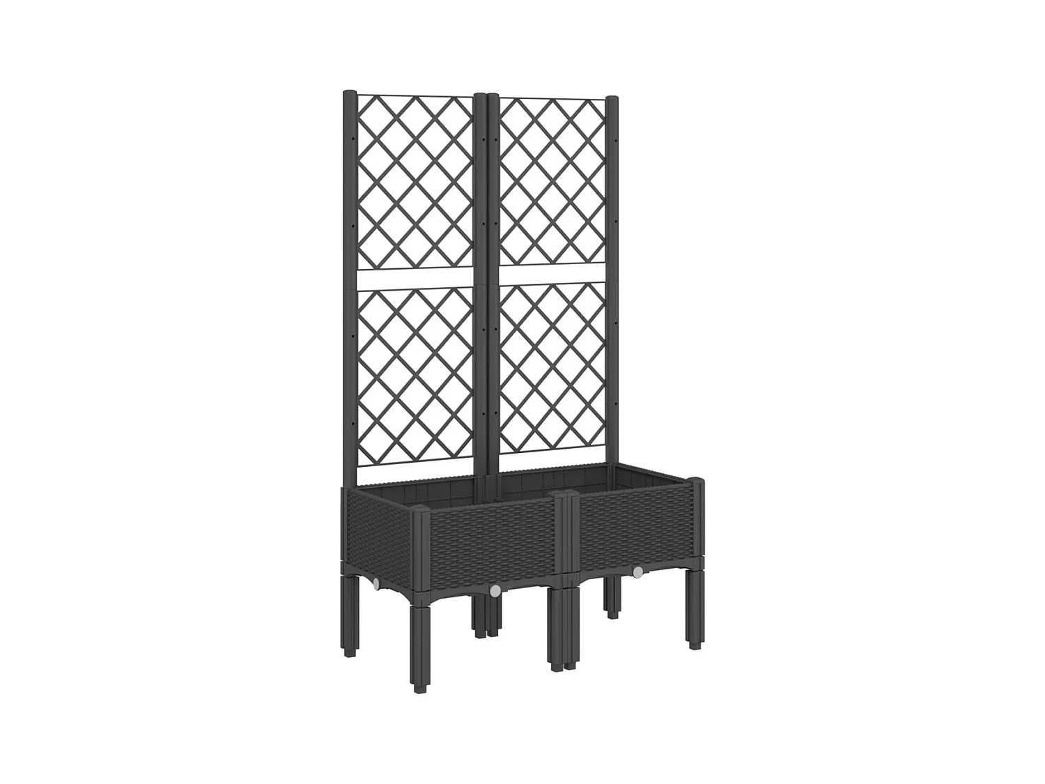 Vassoio per fioriera aiuola rialzata piante fiori terrazza giardino con traliccio 80 x 40 x 142 cm PP nero 02_0038312