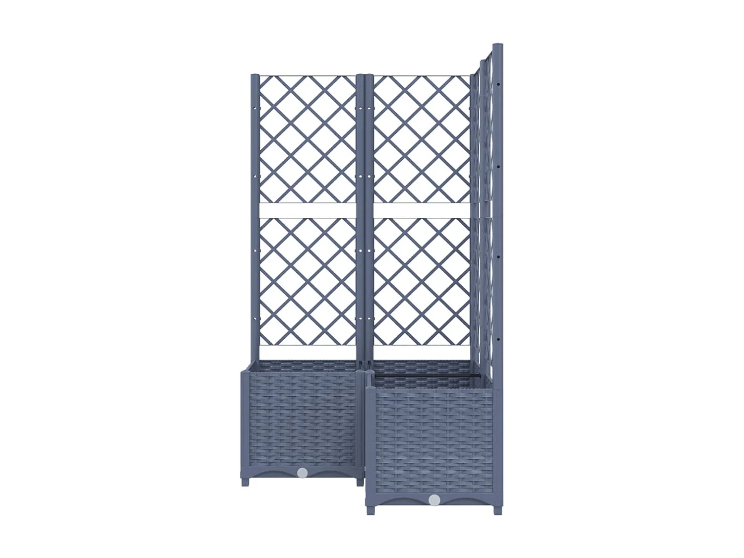 Vaso per fioriera aiuola rialzata piante fiori terrazza giardino con traliccio 80 x 80 x 136 cm PP grigio 02_0038318
