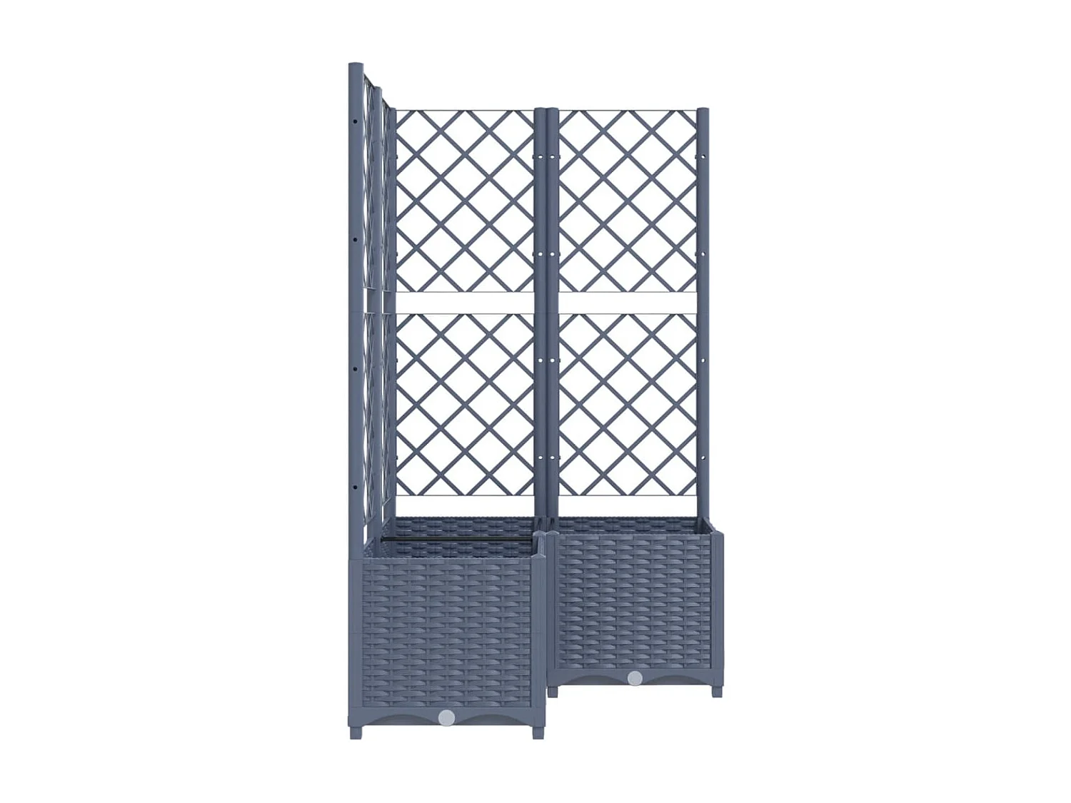 Vaso per fioriera aiuola rialzata piante fiori terrazza giardino con traliccio 80 x 80 x 136 cm PP grigio 02_0038318