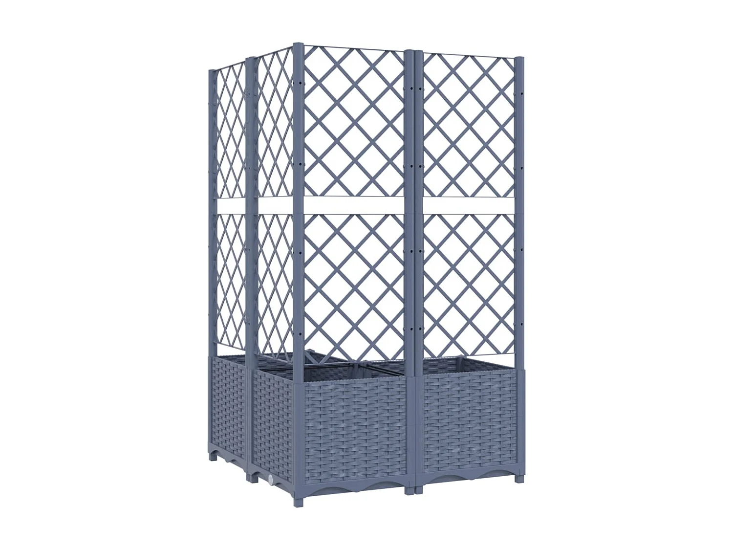 Vaso per fioriera aiuola rialzata piante fiori terrazza giardino con traliccio 80 x 80 x 136 cm PP grigio 02_0038318