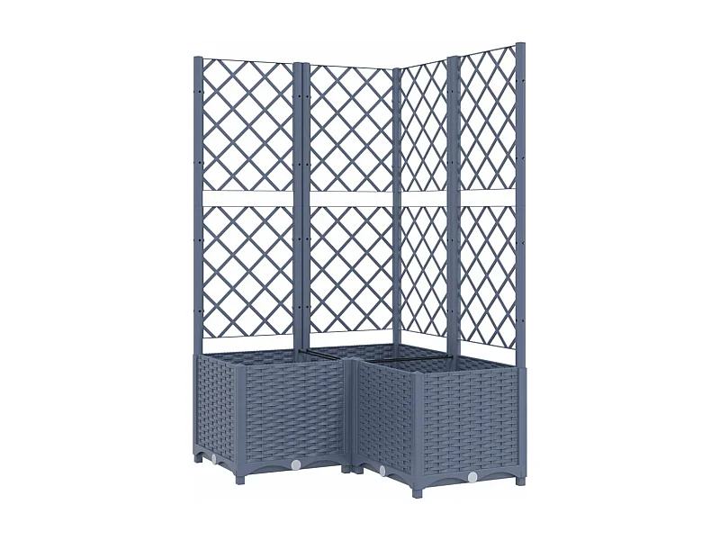 Macetero bancal elevado plantas flores terraza jardín con enrejado 80 x 80 x 136 cm PP gris 02_0038318