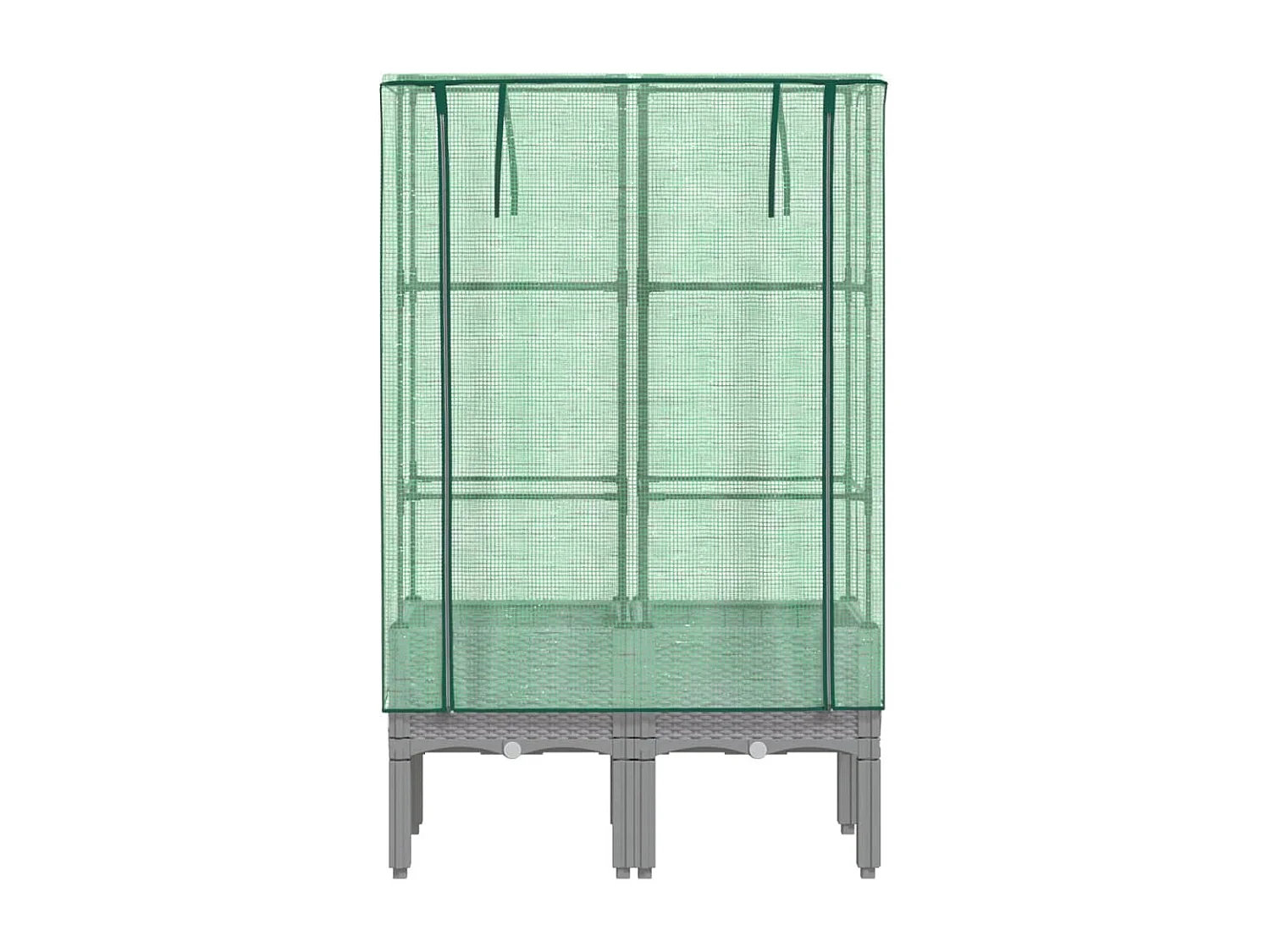 Macetero elevado para bancal, plantas, flores, jardín elevado, terraza con cubierta de aspecto de ratán, 80 x 40 x 140 cm, gris claro 02_0038796