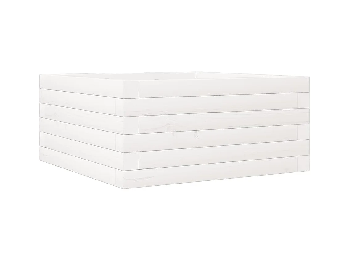 Jardinière bac lit surélevé bois blanche 50 x 50 x 23 cm 02_0037629
