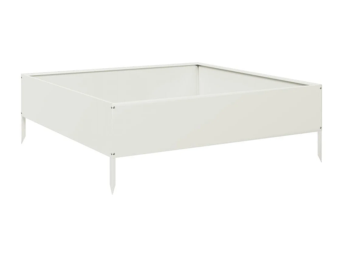 Macetero bancal elevado plantas flores terraza jardín jardín 100 x 100 x 33,5 cm acero blanco 02_0039281