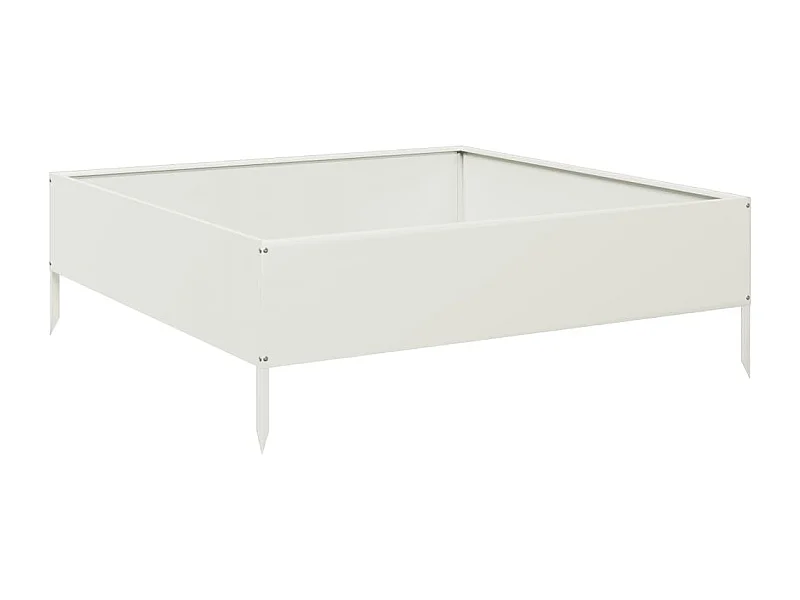 Macetero bancal elevado plantas flores terraza jardín jardín 100 x 100 x 33,5 cm acero blanco 02_0039281