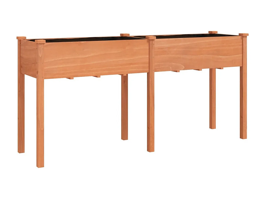 Macetero bancal elevado plantas flores terraza jardín con forro 161 x 45 x 76 cm madera maciza abeto marrón 02_0038125