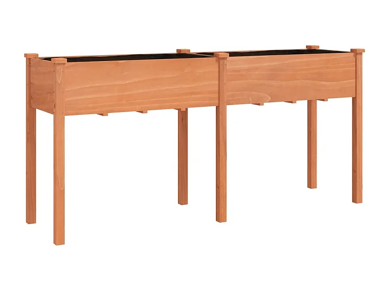 Macetero bancal elevado plantas flores terraza jardín con forro 161 x 45 x 76 cm madera maciza abeto marrón 02_0038125