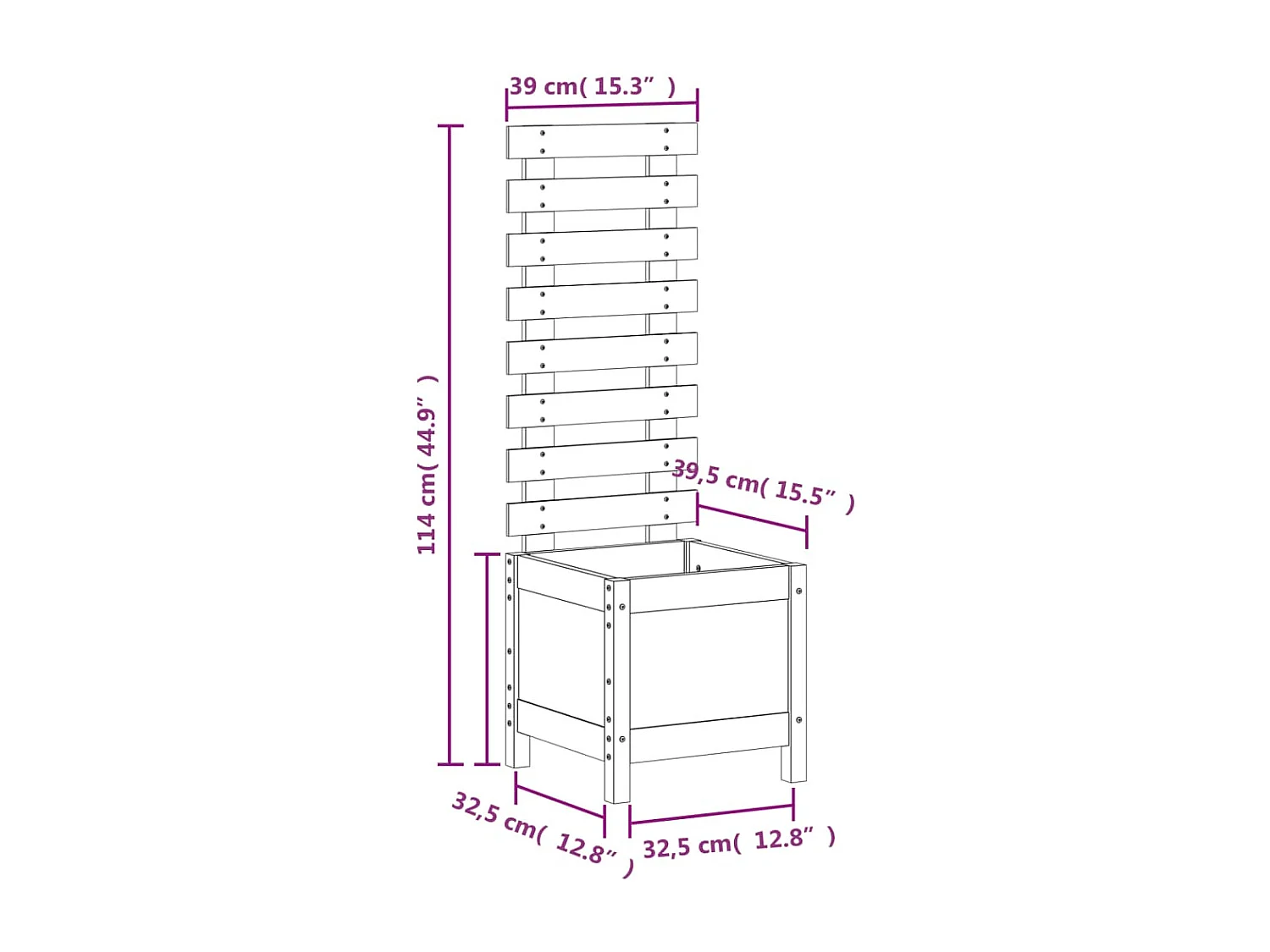 Macetero bancal elevado plantas flores terraza jardín con soporte 39 x 39,5 x 114 cm madera maciza douglas marrón 02_0038216