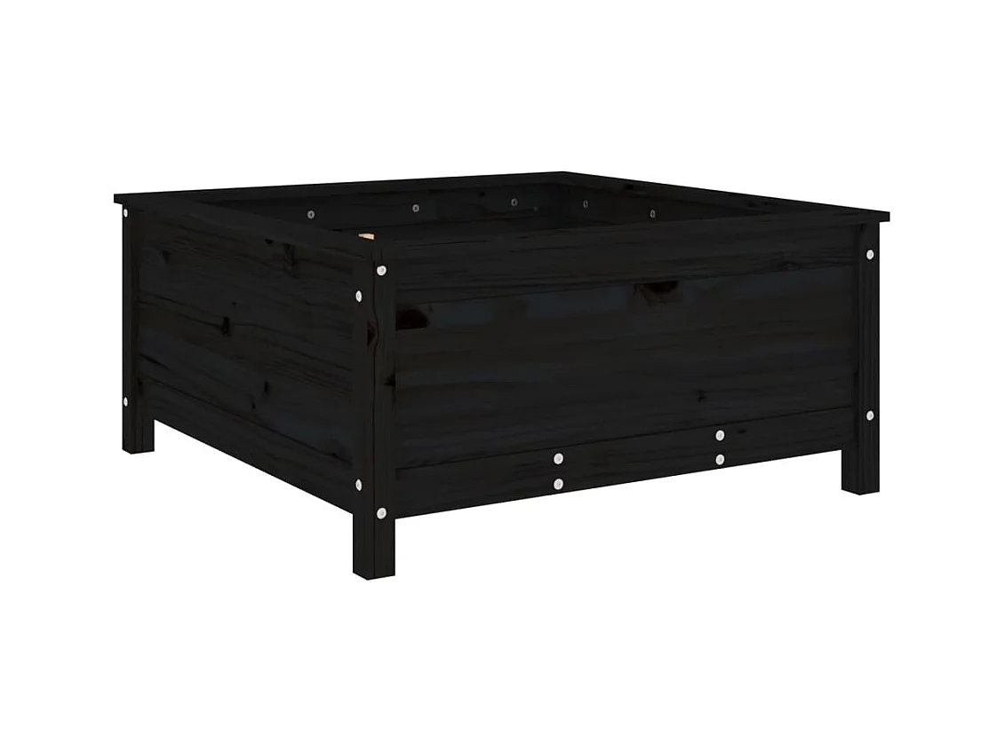 Vassoio per fioriera aiuola rialzata piante fiori terrazza giardino 82,5 x 82,5 x 39 cm legno massiccio di pino nero 02_0037946