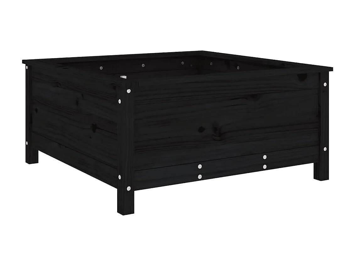 Vassoio per fioriera aiuola rialzata piante fiori terrazza giardino 82,5 x 82,5 x 39 cm legno massiccio di pino nero 02_0037946