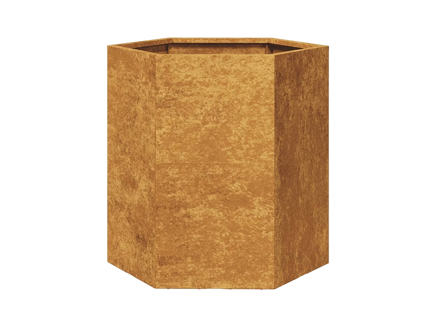 Vassoio fioriera aiuola rialzata piante fiori terrazzo giardino esagono 46 x 40 x 45 cm acciaio corten marrone 02_0038645